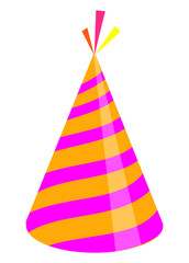 Birthday hat illustration isolated. Party hat illustration with stripes pattern