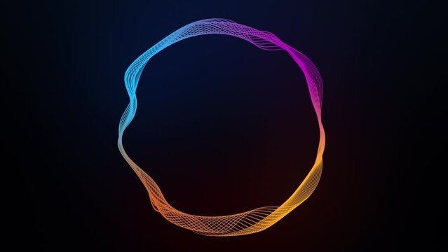 Vibrant circle line wave spectrum animation for opening logo with empty space