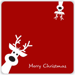 Cute reindeer on a red background. Christmas background, banner, or card