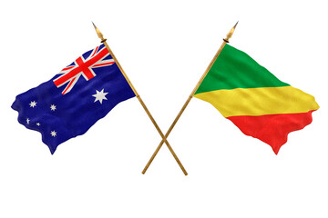 Background for designers. National Day. 3D model National flags Australia and Congo brazzaville