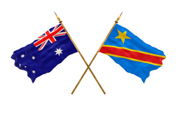 Background for designers. National Day. 3D model National flags Australia and Congo Democratic Republic