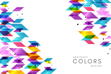 Fototapeta na wymiar Colorful geometrical abstract background. Horizontal banner with decorative corner elements.