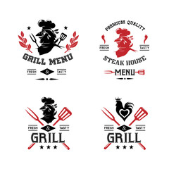 Grill and steak menu labels collection