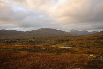 Highlands autumn landscape view near Kinlochleven, Scotland