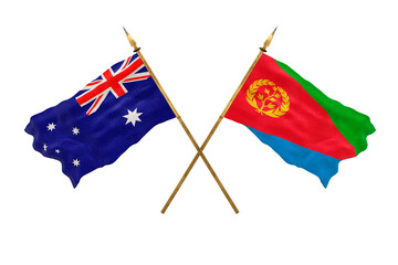 Background for designers. National Day. 3D model National flags Australia and Eritrea