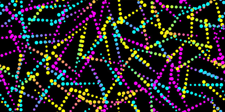 Sport corolful pattern. Seamless rainbow background with randomly dotted elements.