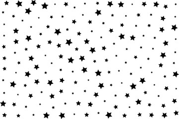 Starry background. Vector seamless pattern with stars. Monochrome horizontal texture. Swatch with sparkles for textile design.