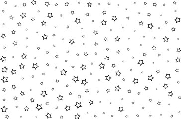 Starry background. Vector seamless pattern with stars. Monochrome horizontal texture. Swatch with sparkles for textile design.