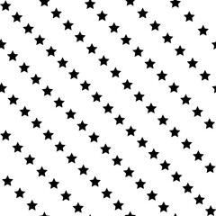 Geometric diagonal stripped seamless pattern with star shapes. Monochrome abstract vector texture.