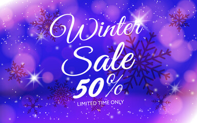 青色のバックグラウンド ウィンターセール 冬のセール背景  デザイン素材　Winter background design