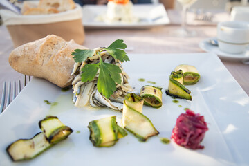 stylish appetizer with vegetables
