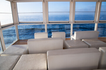white  empty beach huts in Procida