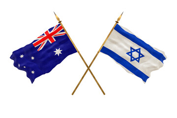 Background for designers. National Day. 3D model National flags Australia and Israel