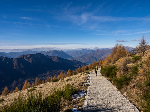 Trekking scene in the italian alps of Valsassina