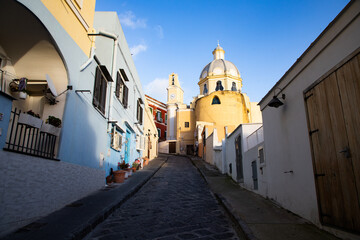 Fototapeta premium beautiful italian island procida famous for its colorful marina, tiny narrow streets and many beaches
