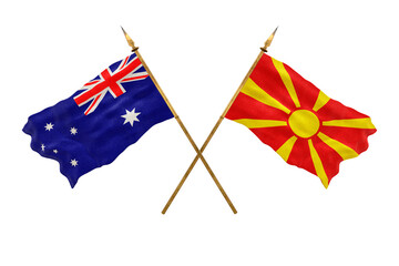 Background for designers. National Day. 3D model National flags Australia and Macedonia