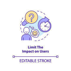 Limit impact on users concept icon. Improving release management process tip abstract idea thin line illustration. Isolated outline drawing. Editable stroke. Arial, Myriad Pro-Bold fonts used