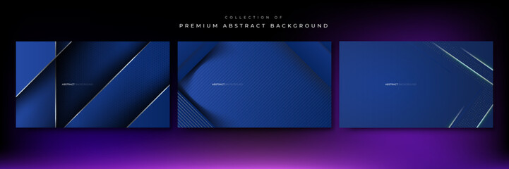 Abstract dark blue background with overlap layers and metal texture. Vector abstract graphic design banner pattern presentation background wallpaper web template.