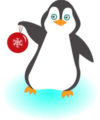 Penguin animal with Xmas tree ornament