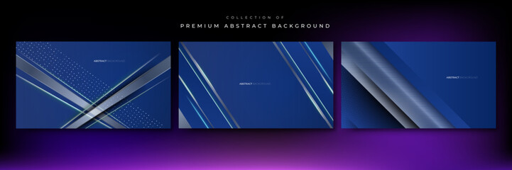 Abstract dark blue background with overlap layers and metal texture. Vector abstract graphic design banner pattern presentation background wallpaper web template.