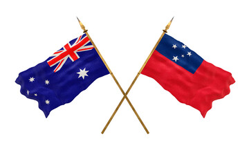 Background for designers. National Day. 3D model National flags Australia and Samoa