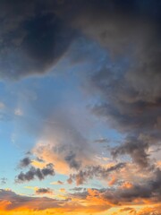 Fototapeta na wymiar Evening violet sky with clouds, twilights heavens background
