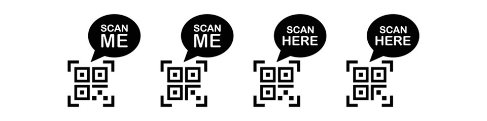 Scan me icon. Scan here icon. QR code icon, vector illustration