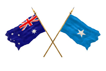Background for designers. National Day. 3D model National flags Australia and Somalia