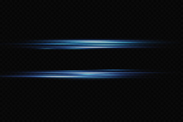 Motion light effect for banners. Blue lines. The effect of speed on a blue background. lines of light, speed and movement. Vector lens flare.