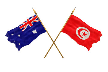 Background for designers. National Day. 3D model National flags Australia and Tunisia