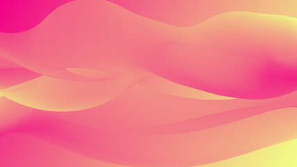 Abstract modern wavy horizontal background. Pink and yellow silky wallpaper. Liquid bright colours. Flowing waves.