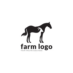 Vector group of animal farm labels, horse, pig, chicken, goat, Animal Logos.