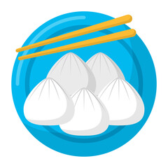 Chinese Dumplings Concept,  Central Asian manti vector color icon design, Asian Cuisines symbol, Most Popular Dishes Sign, Street Foods stock illustration 