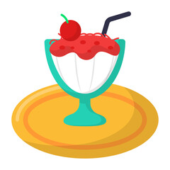 Rose Rabri Falooda Concept, bastani sonnati Faloodeh vector color icon design, Asian Cuisines symbol, Most Popular Dishes Sign, Street Foods stock illustration 