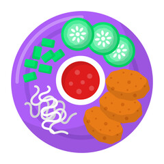 Pecel or Pecal Concept, Vegetables in peanut sauce tofu vector color icon design, Asian Cuisines symbol, Most Popular Dishes Sign, Street Foods stock illustration 