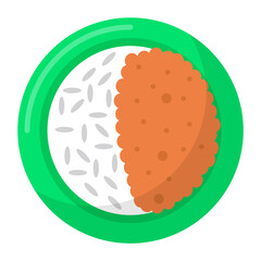 Kadhi Chawal Concept, curd curry with rice vector color icon design, Asian Cuisines symbol, Most Popular Dishes Sign, Street Foods stock illustration 