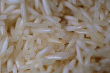 Macro texture of clean uncooked basmati rice 