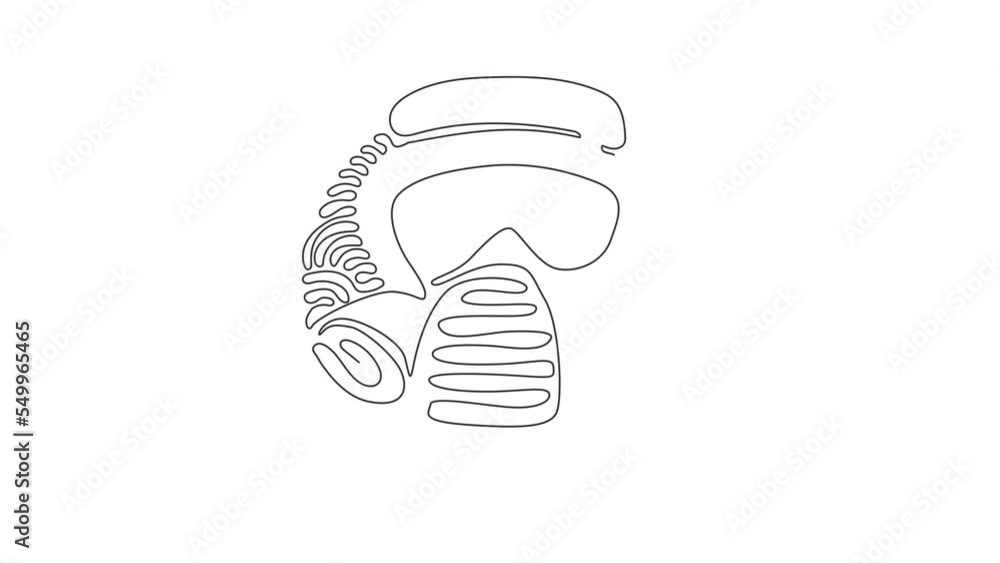 Poster animated self drawing of continuous line draw mask with glasses and air filters. defense and protect