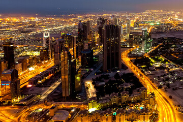Dubai skyscrapers view. Modern arab city architecture