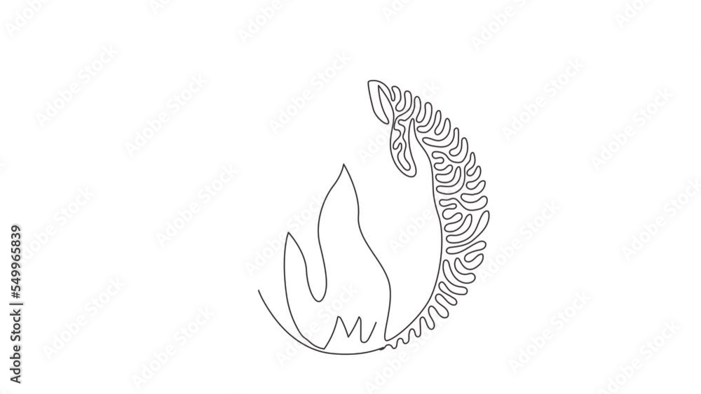 Poster animated self drawing of continuous line draw fire, flame. red flame in abstract style. flat fire. a