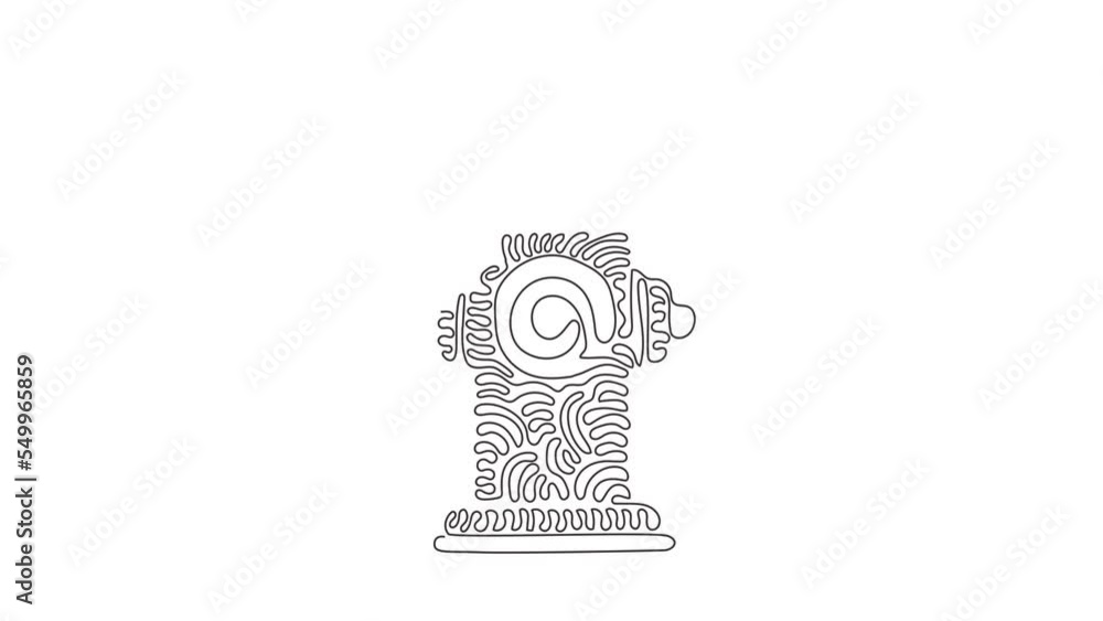 Poster animated self drawing of continuous line draw closeup of traditional red fire hydrant. tool used by 