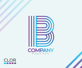Best Colorful B Line Letter Technology Logo Design Template, Best Hi-Quality Premium Vector. Creative Hi-Quality Minimal Business 3D Modern B Line Art Technology Letter Logo Design.