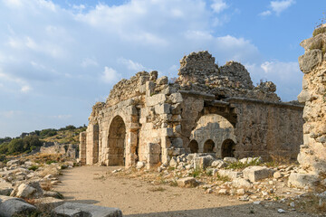 Tlos ruins and tombs, an ancient Lycian city near the town of Seydikemer, Mugla, Turkey. 