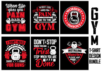 Gym T shirt design bundle, Gym quote bundle, set of Workout t shirt design, Fitness t shirt design	