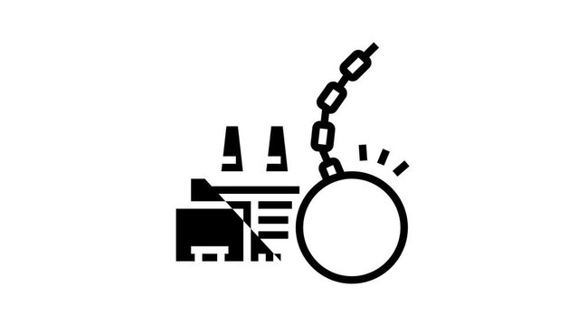 plant factory demolitions line icon animation