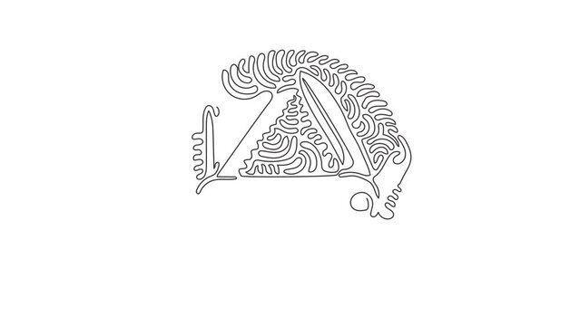 Self drawing animation of single one line draw multifunctional pocket knife, camping and hiking equipment. Camping knife tool. Swirl curl circle style. Continuous line draw. Full length animated