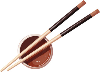 chopsticks and soy souce illustration