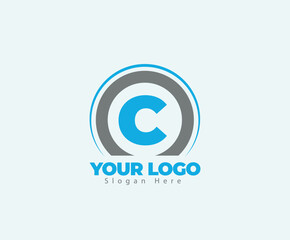 Obraz premium Simple Letter C Logo Design With Circle And Two Color And White Background. With Premium Vector. Creative Hi-Quality Minimal Digital Business C Letter Logo Template.
