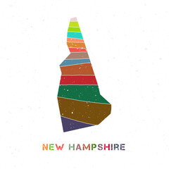 New Hampshire map design. Shape of the us state with beautiful geometric waves and grunge texture. Charming vector illustration.