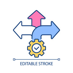 Choosing right option RGB color icon. Business opportunities. Personal growth. Directions of development. Isolated vector illustration. Simple filled line drawing. Editable stroke. Arial font used